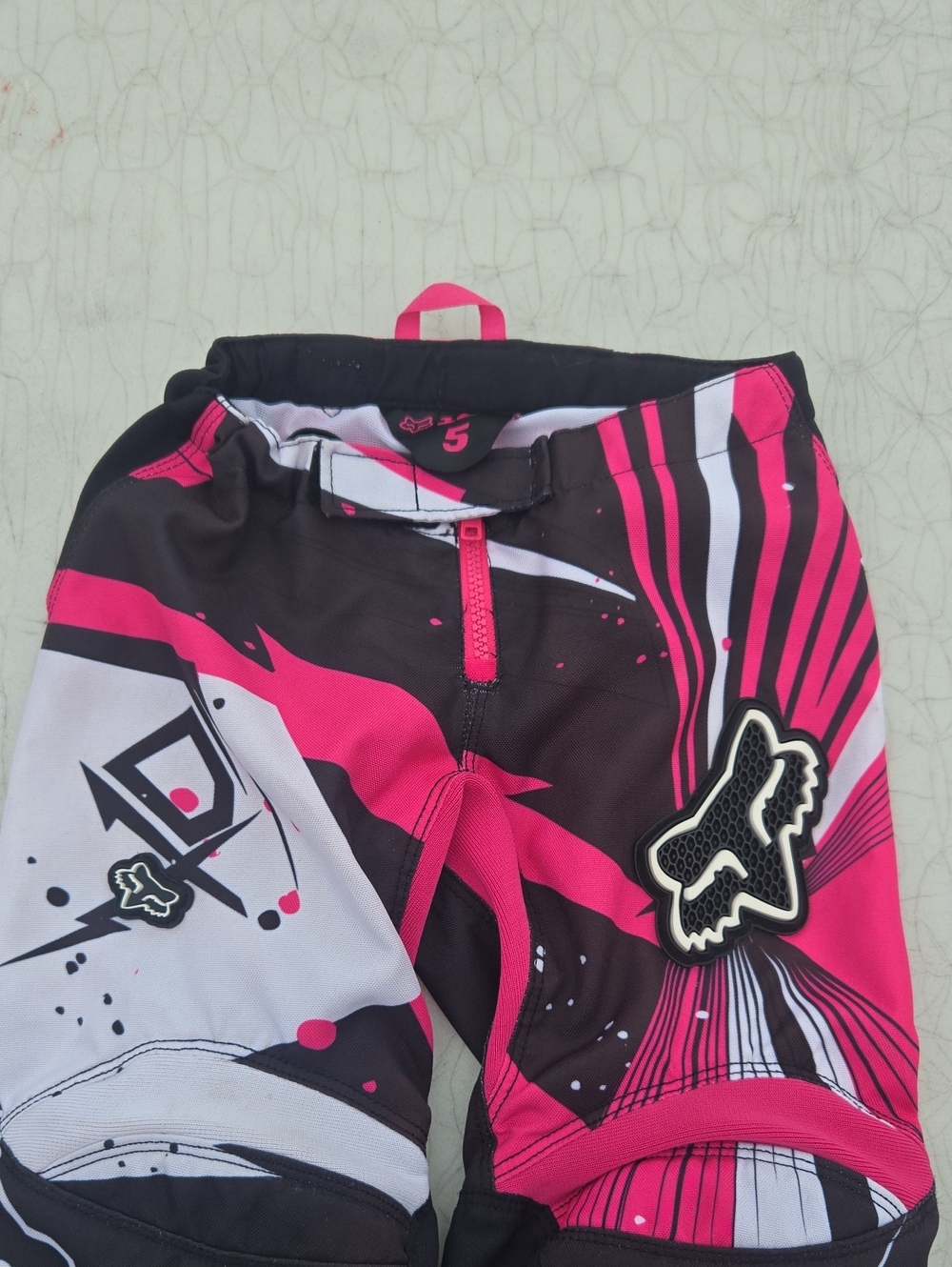 Fox Pink Black White Graphic Kids Riding Pants